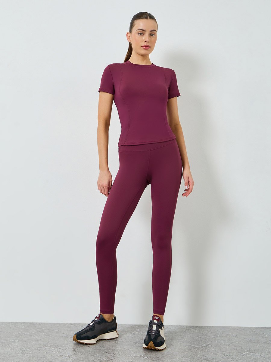 Stitch Detail Short Sleeves Top and Leggings Set