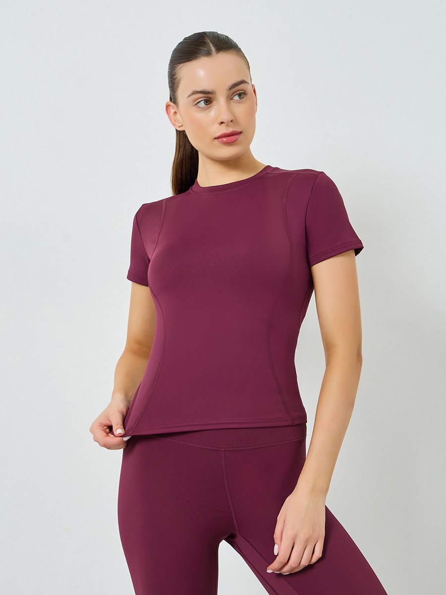 Stitch Detail Short Sleeves Top and Leggings Set