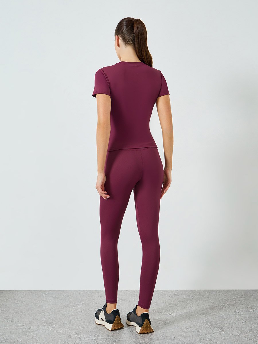 Stitch Detail Short Sleeves Top and Leggings Set