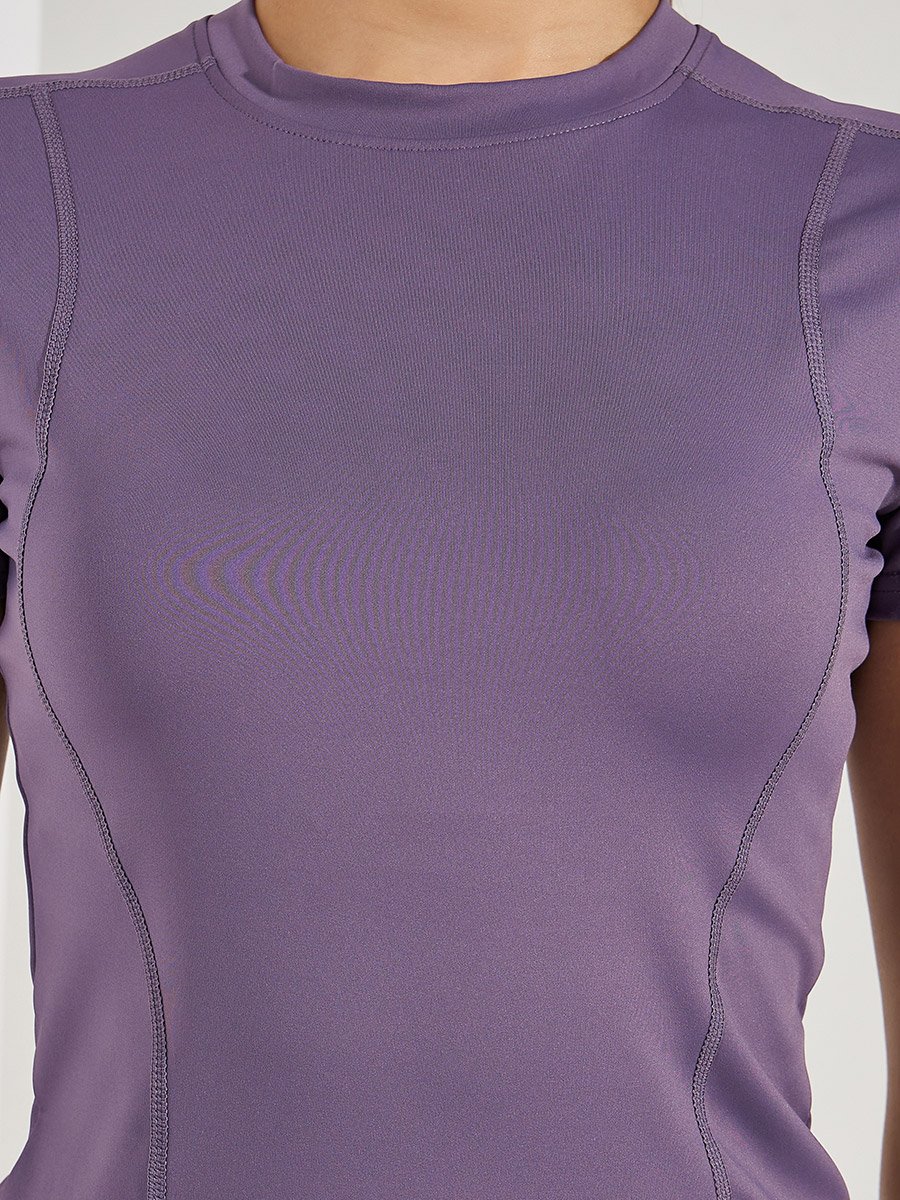 Stitch Detail Short Sleeves Top and Leggings Set