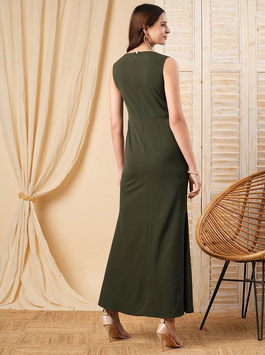 Cowl Neck Maxi Dress with Beaded Detail