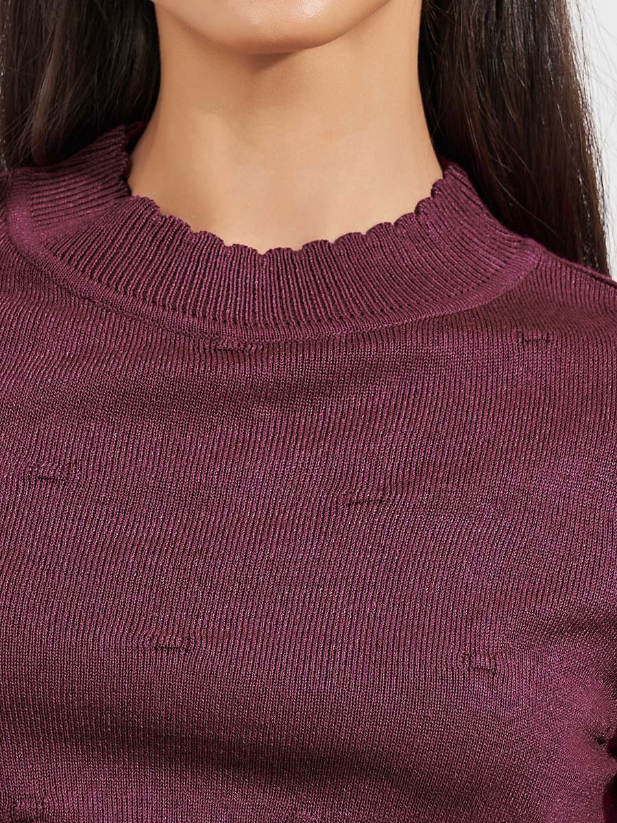 Slim Fit Regular Length Textured Knit Sweater