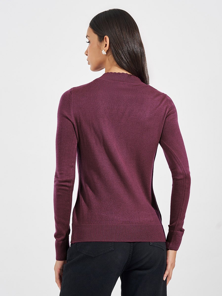 Slim Fit Regular Length Textured Knit Sweater
