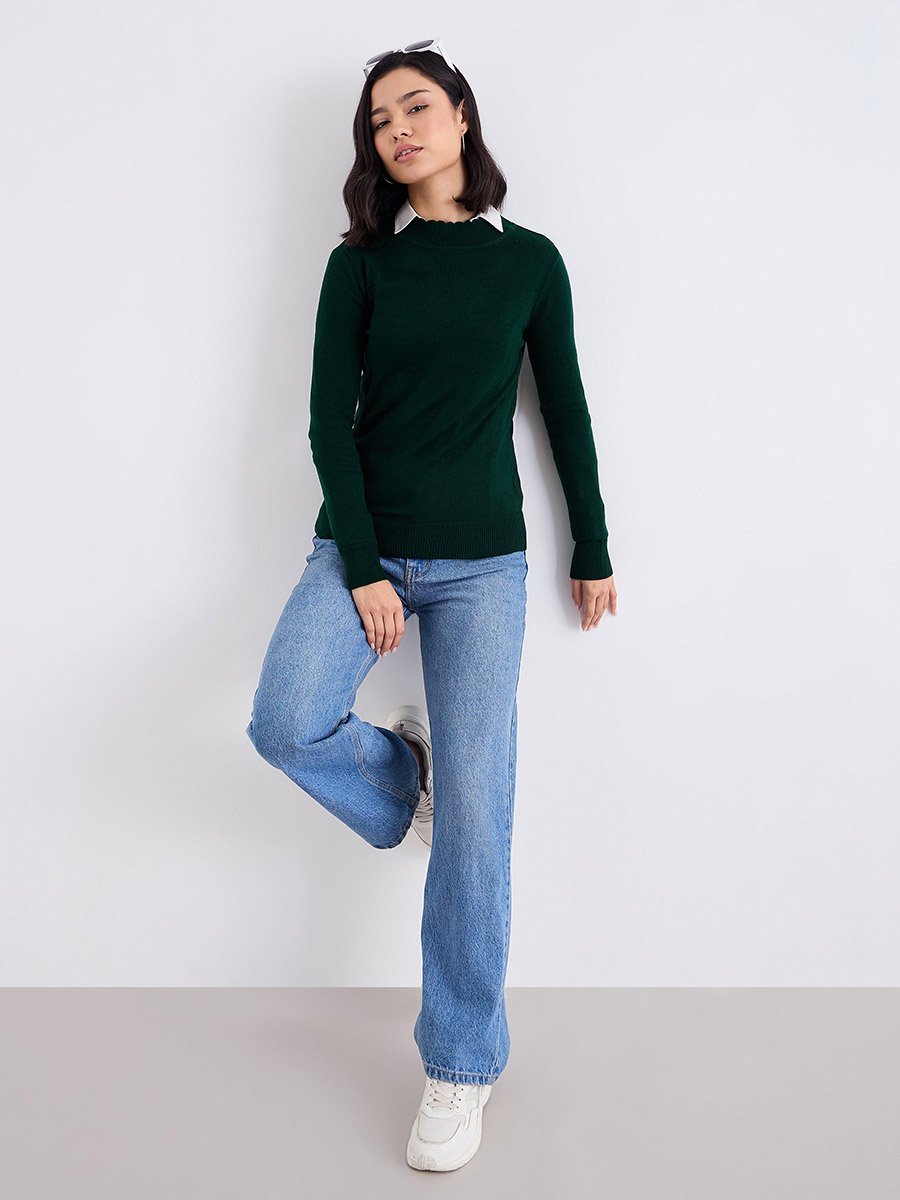 Slim Fit Regular Length Textured Knit Sweater
