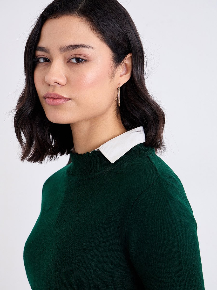 Slim Fit Regular Length Textured Knit Sweater