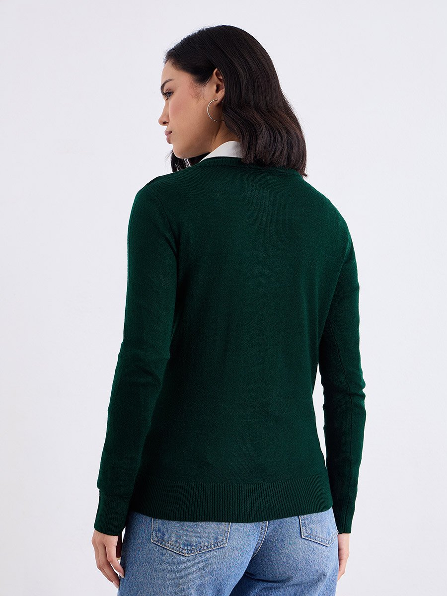 Slim Fit Regular Length Textured Knit Sweater