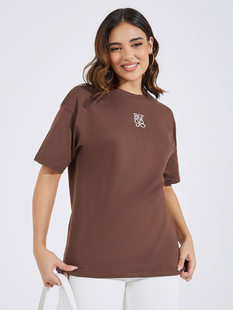 Oversized Embroidered 100% Cotton T-Shirt