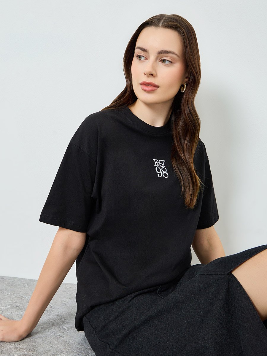 Oversized Embroidered Cotton T-Shirt