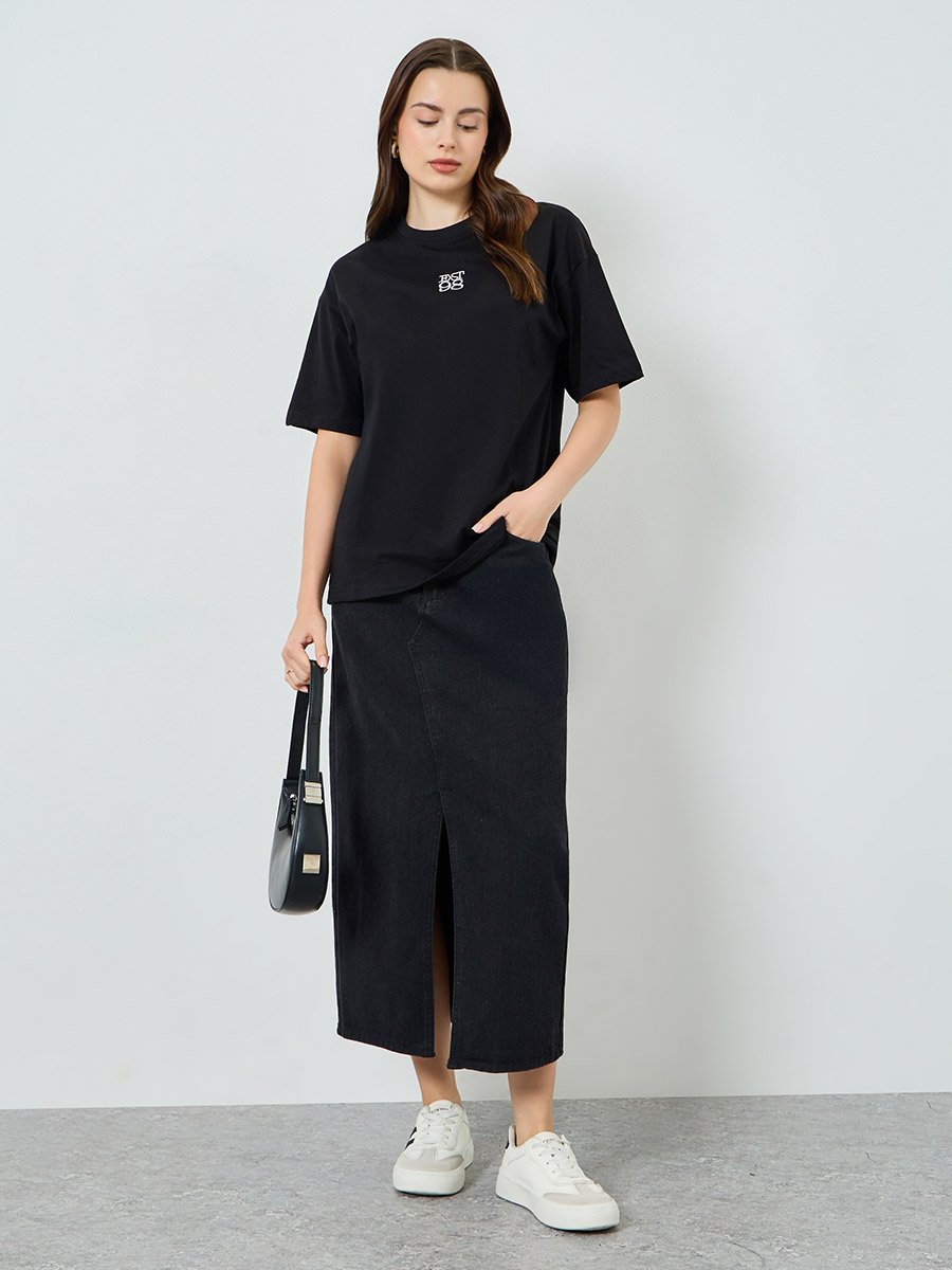 Oversized Embroidered Cotton T-Shirt