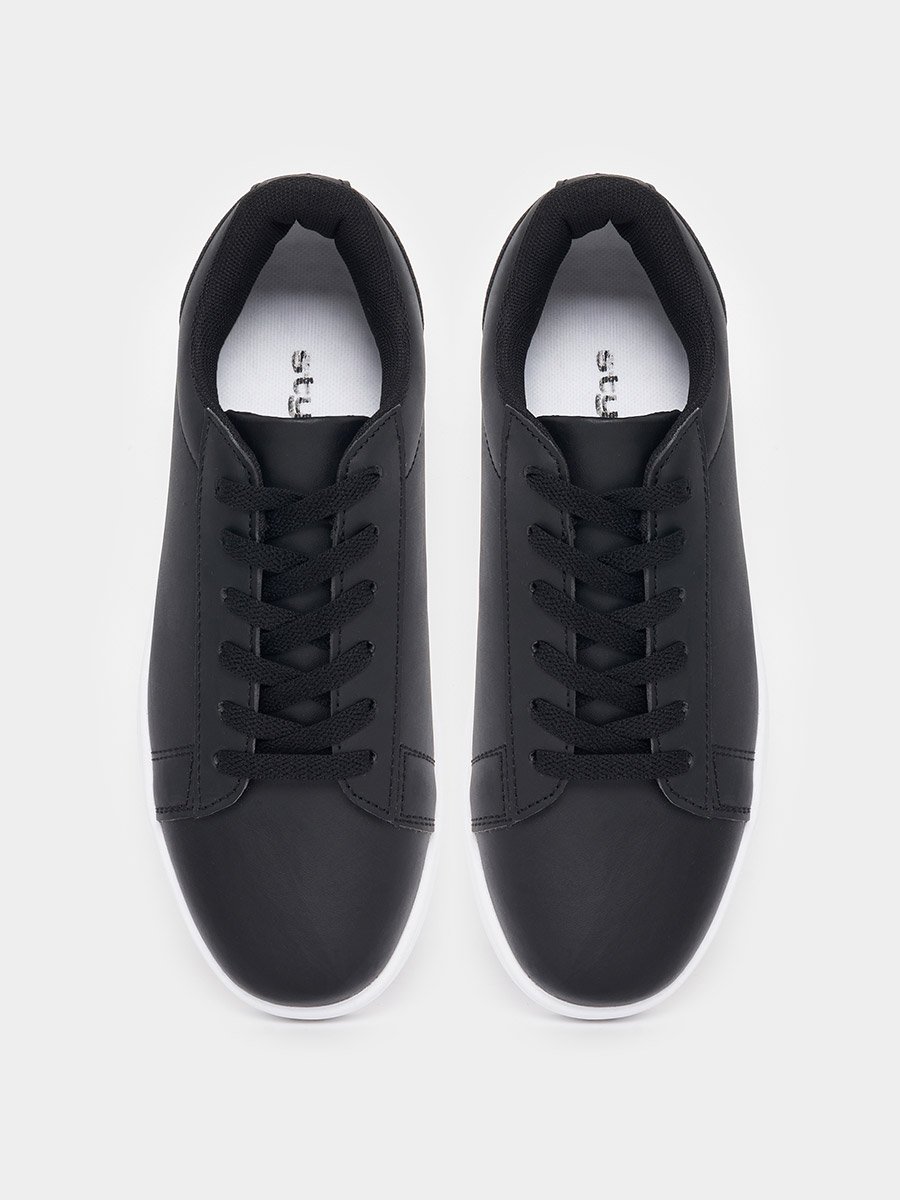 Solid Stitch Detail Casual Lace Up Shoes