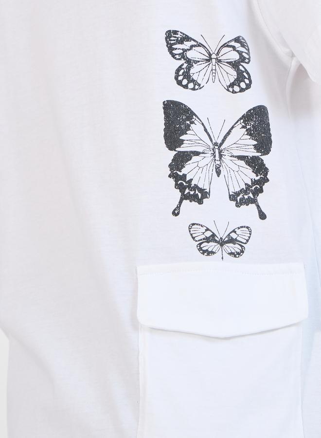Oversized Butterfly Graphic 100% Cotton T-Shirt