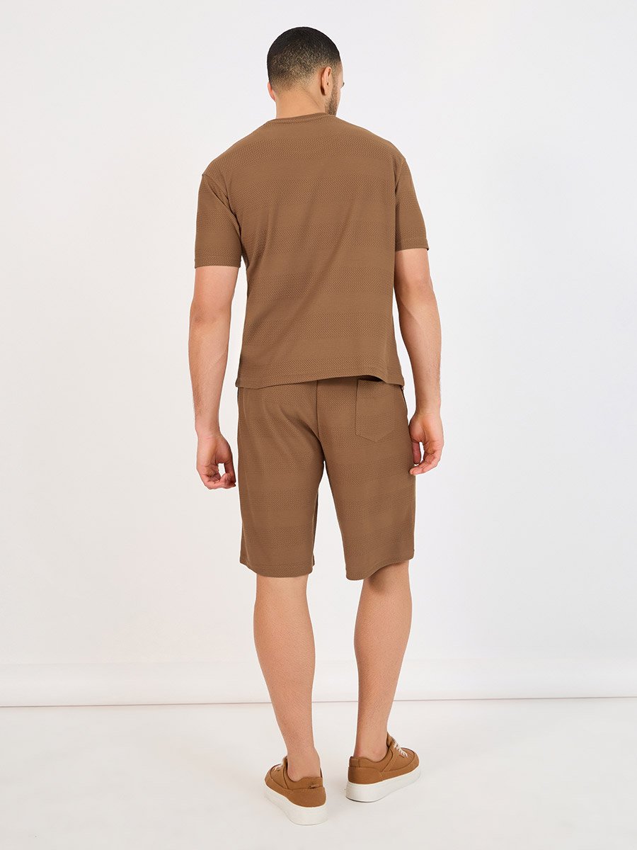  Textured Knit Oversized T-Shirt and Shorts Co-Ords