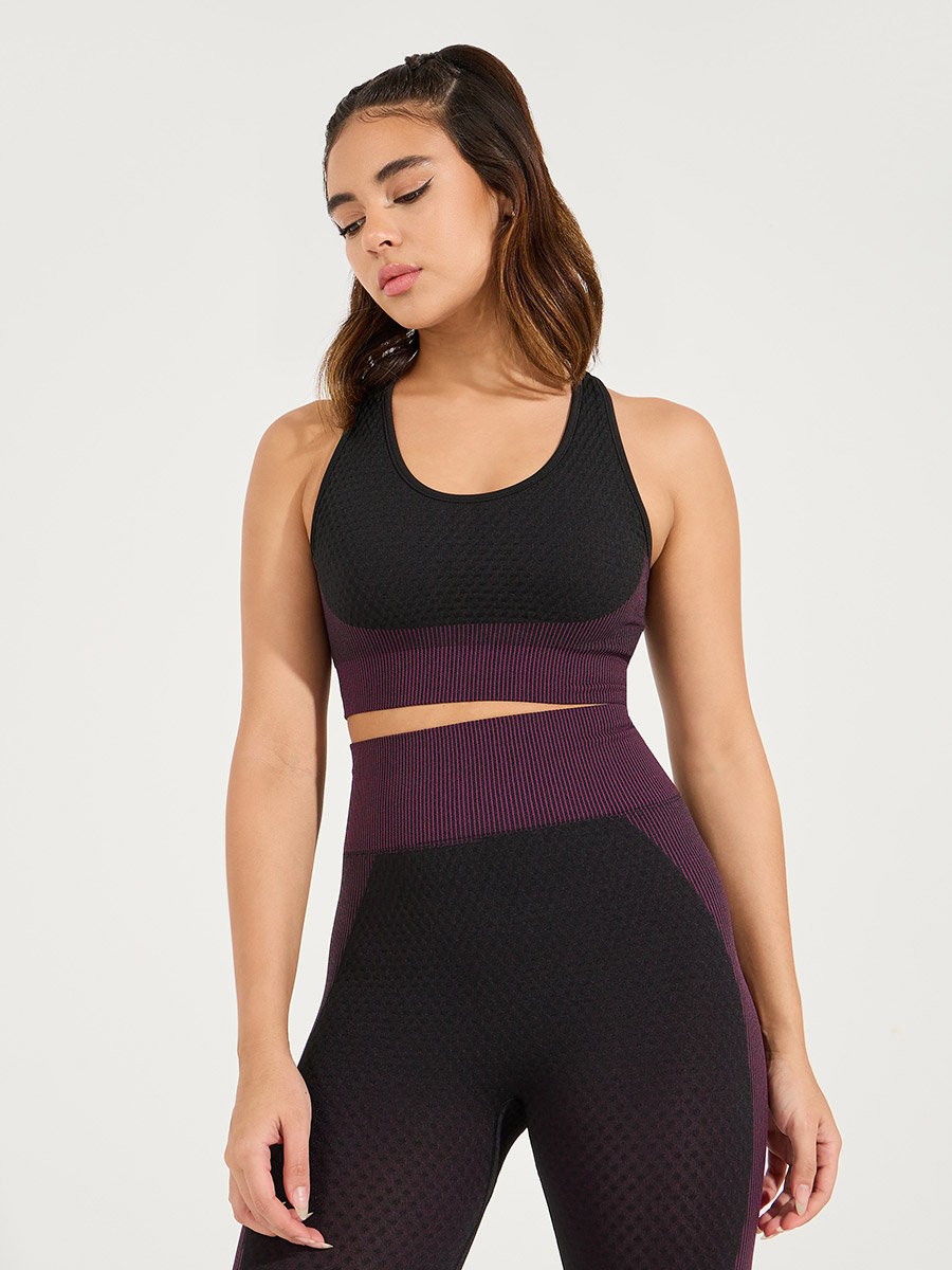 Seamless Color Block Sports Bra and Leggings Set