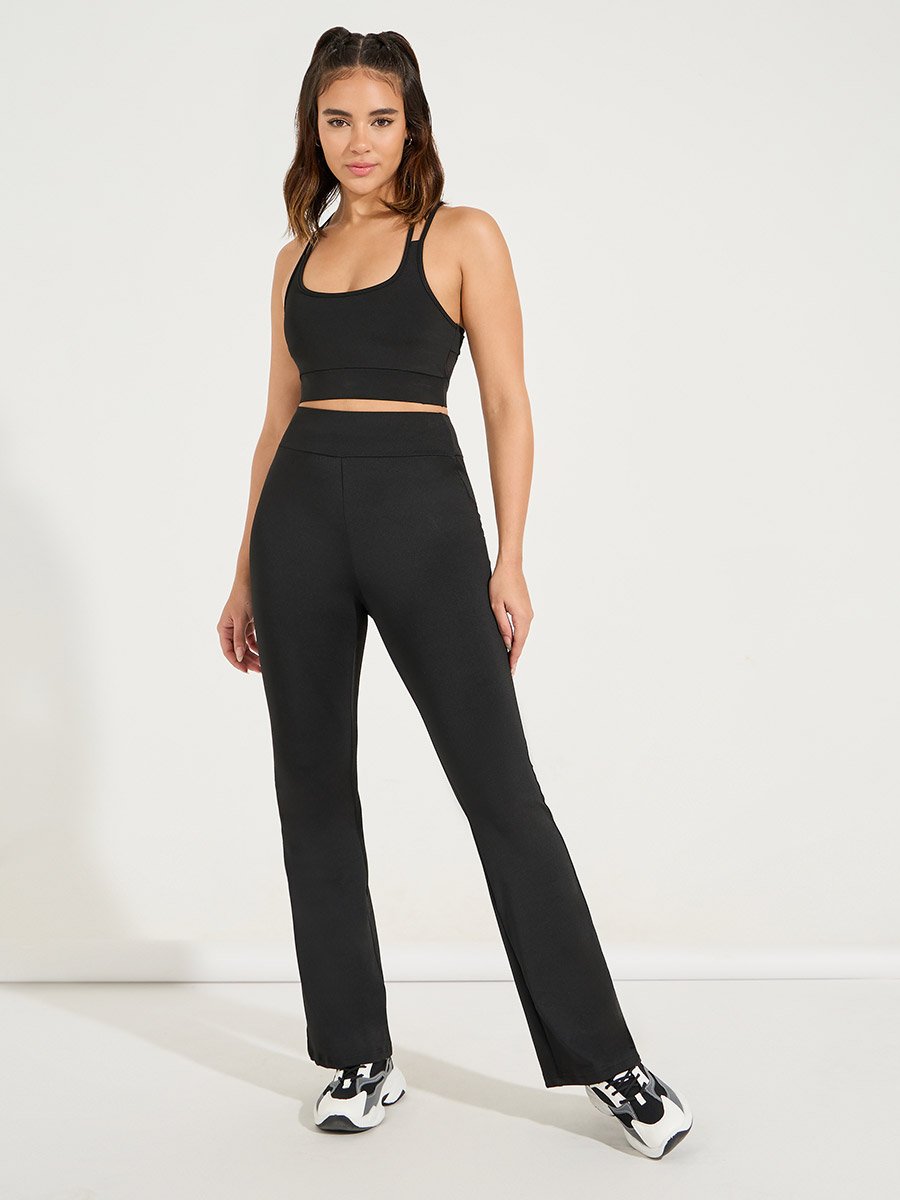 Back Single Reflective Strip Pocket Detail Flared Leggings