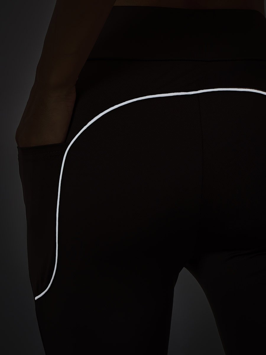 Back Single Reflective Strip Pocket Detail Flared Leggings