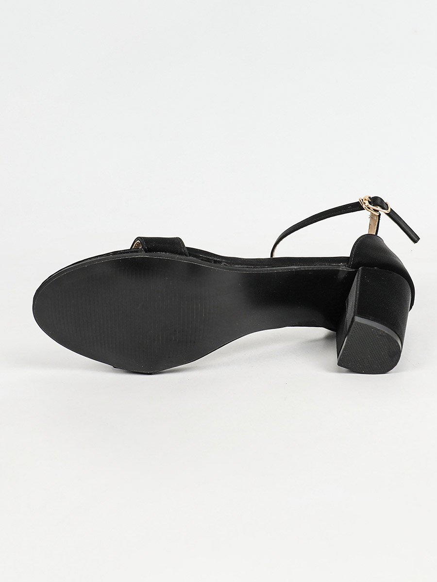 Single Band Ankle Strap Mid Heel Sandals