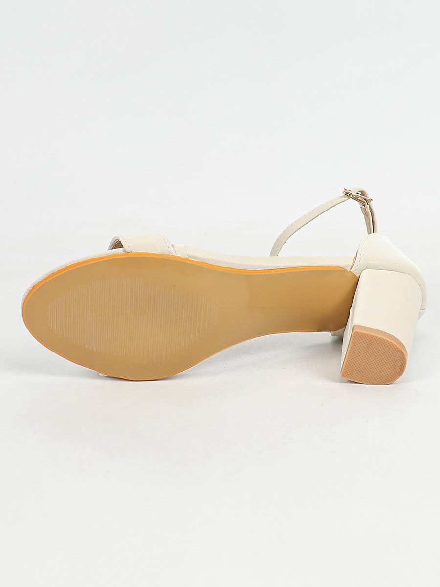 Single Band Ankle Strap Mid Heel Sandals
