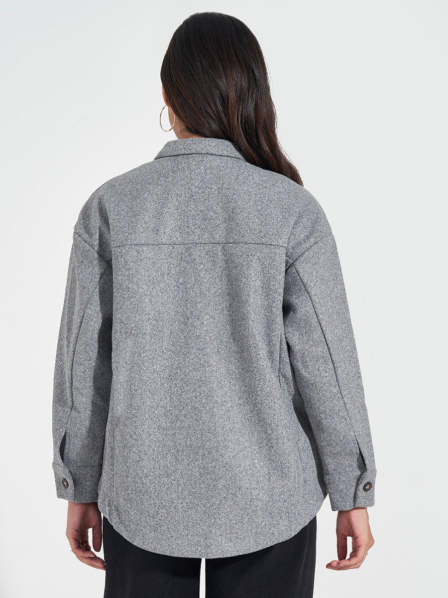 Oversized Longline Wool Like Shacket