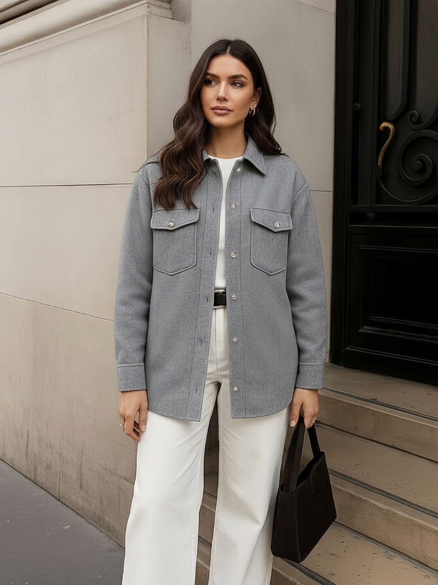 Oversized Longline Wool Like Shacket