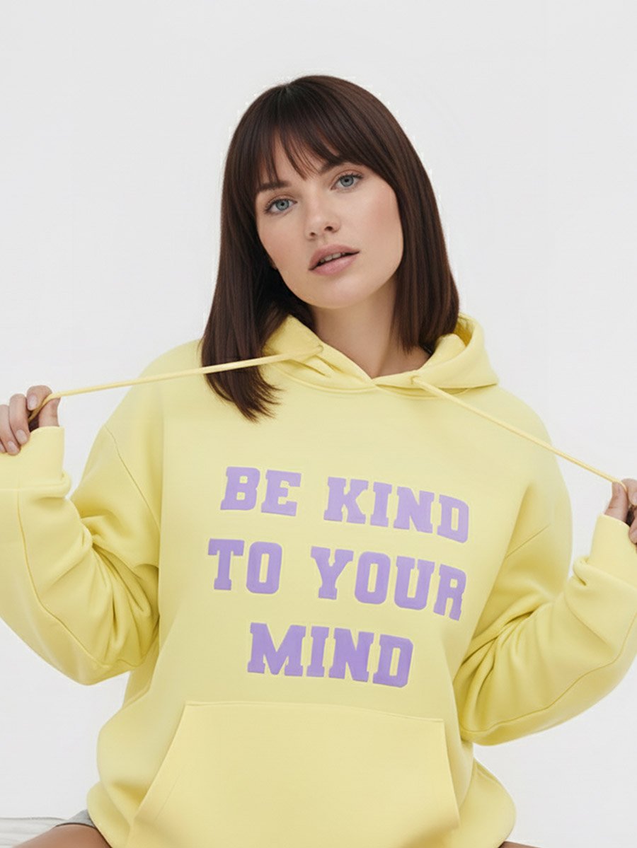 Regular Fit Be Kind To Your Mind Slogan Hoodie