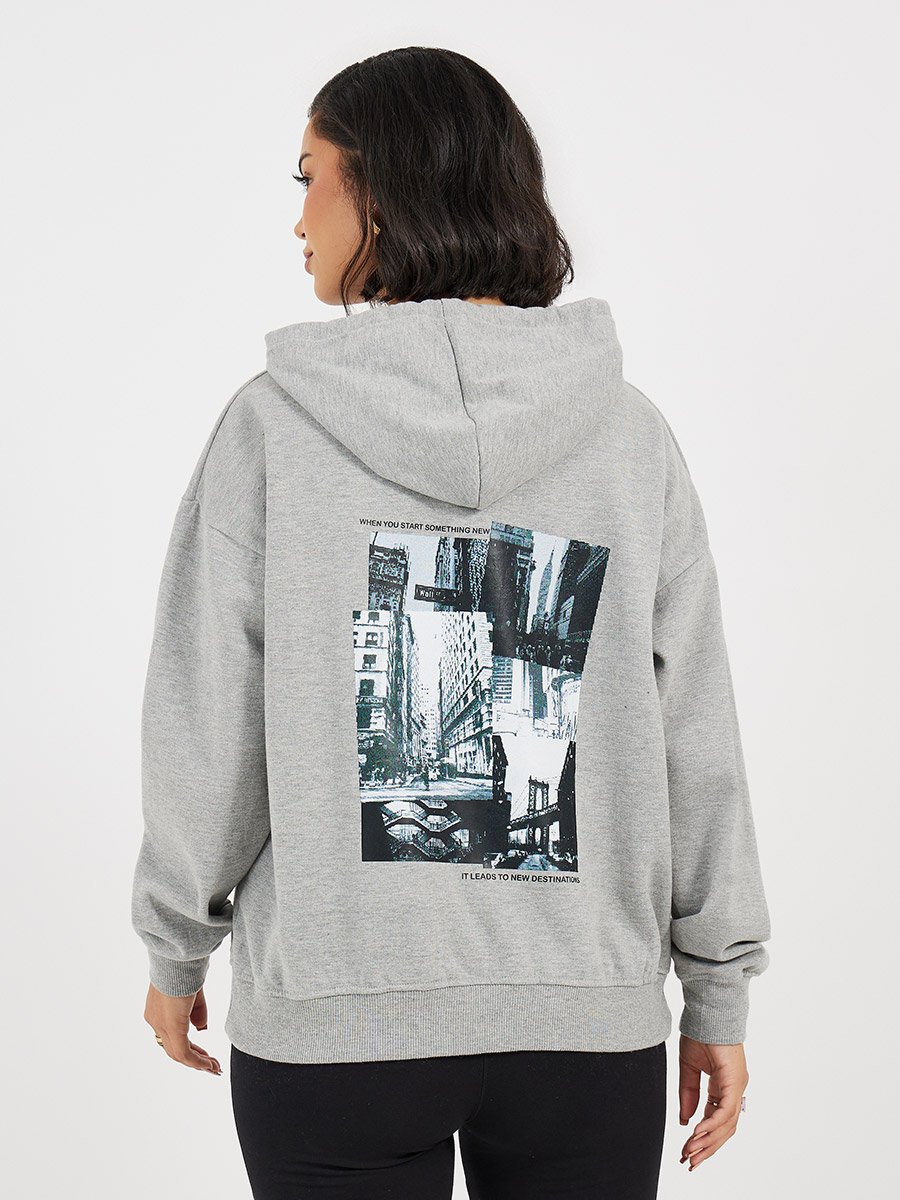 Oversized Regular Length Photo Print Hoodie