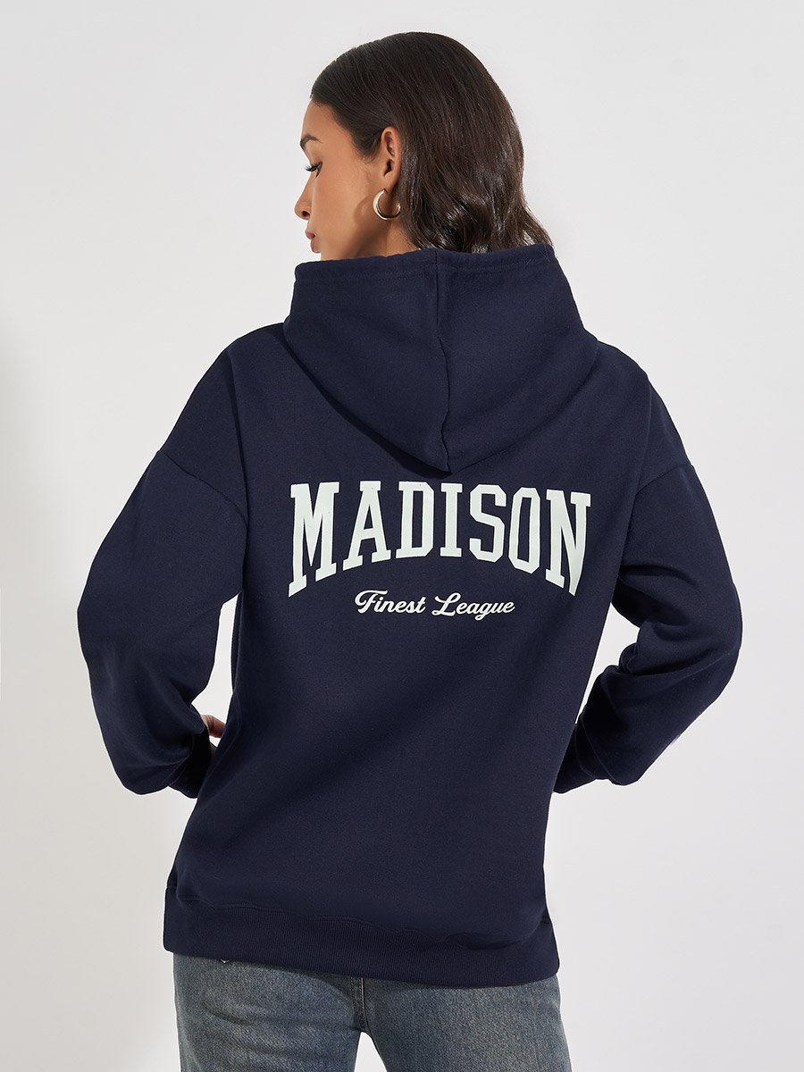 Oversized Longline Slogan Hoodie