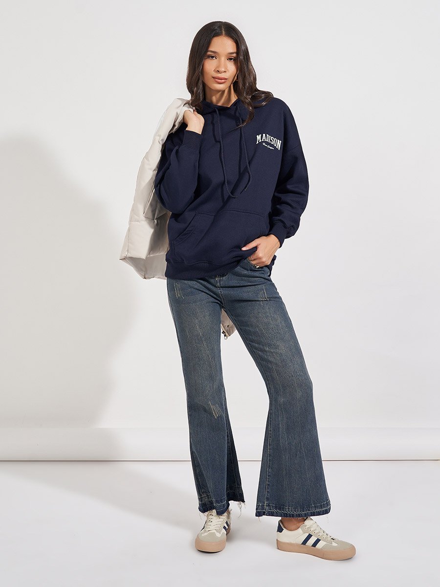 Oversized Longline Slogan Hoodie