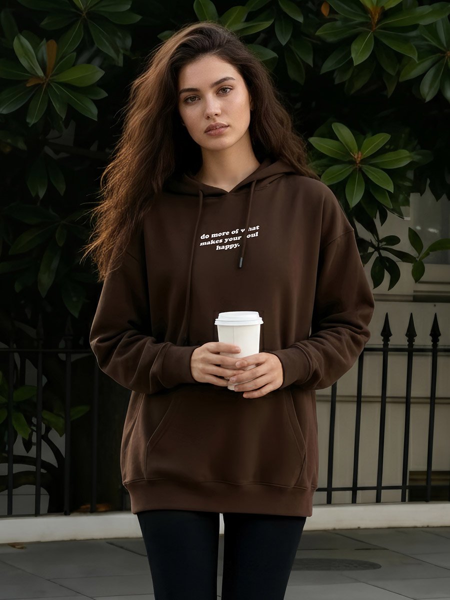 Oversized Longline Slogan Print Hoodie