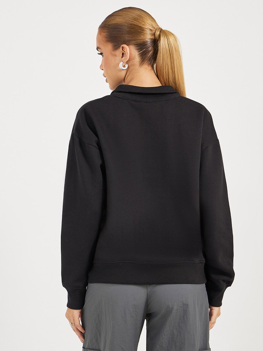 Regular Fit Half Zip Slogan Sweatshirt