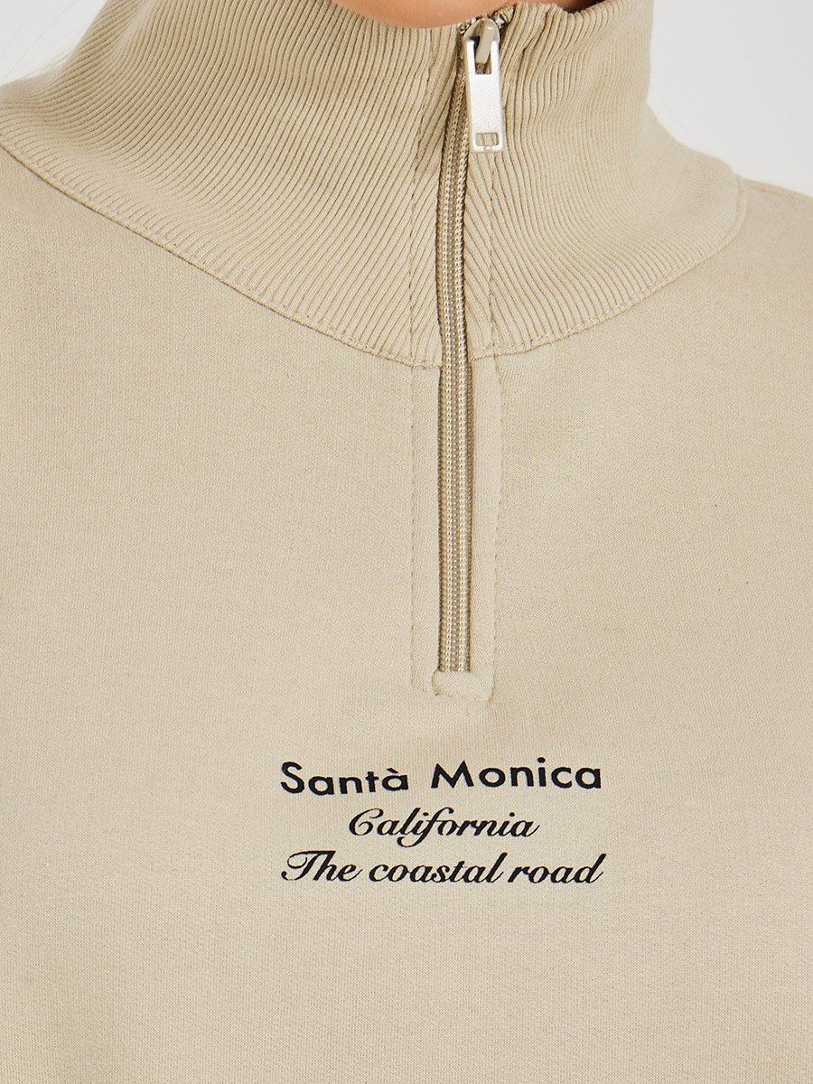 Regular Fit Half Zip Slogan Sweatshirt