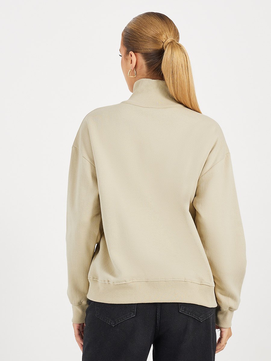Regular Fit Half Zip Slogan Sweatshirt