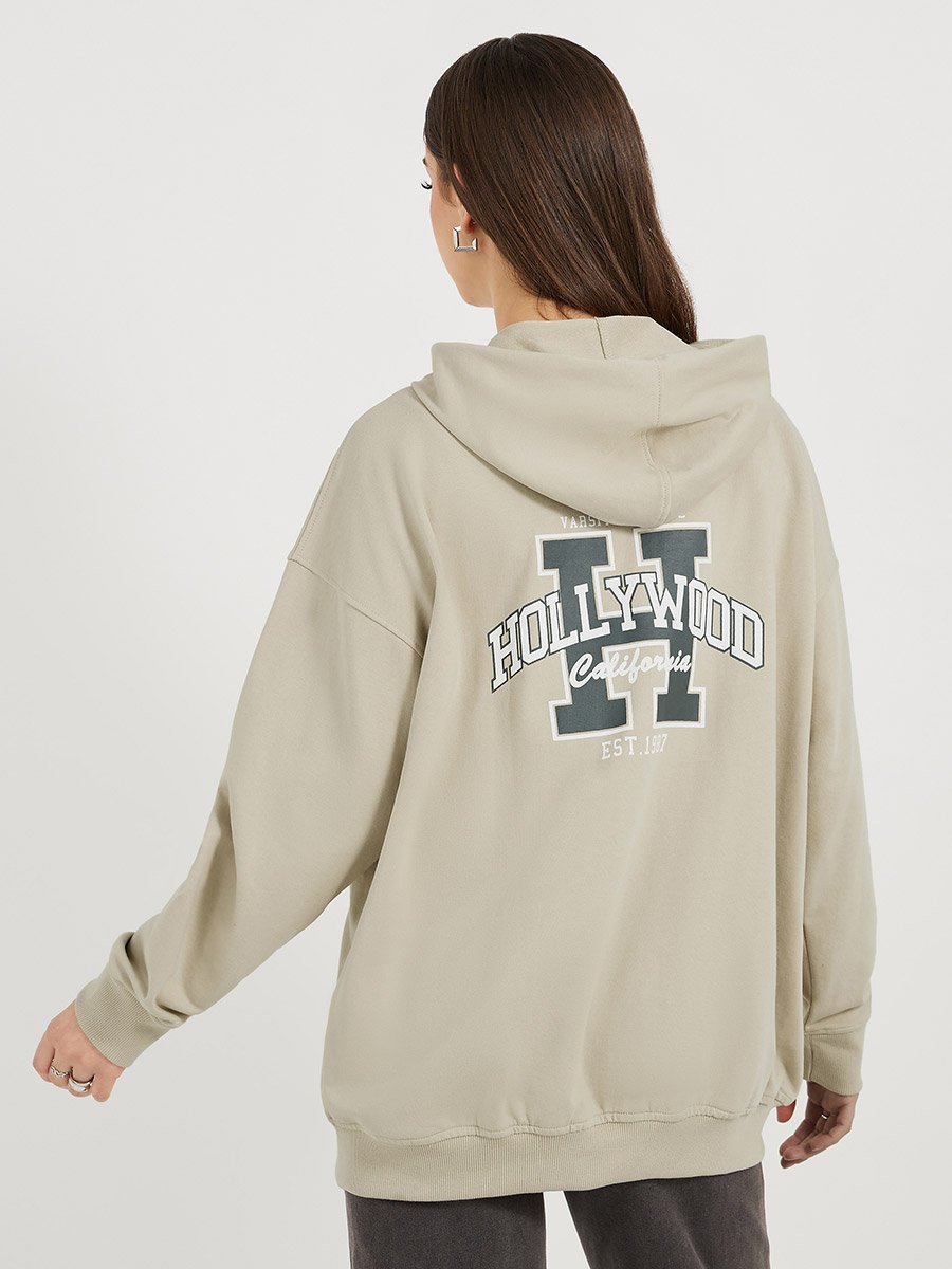 Oversized Longline Zip Through Hoodie