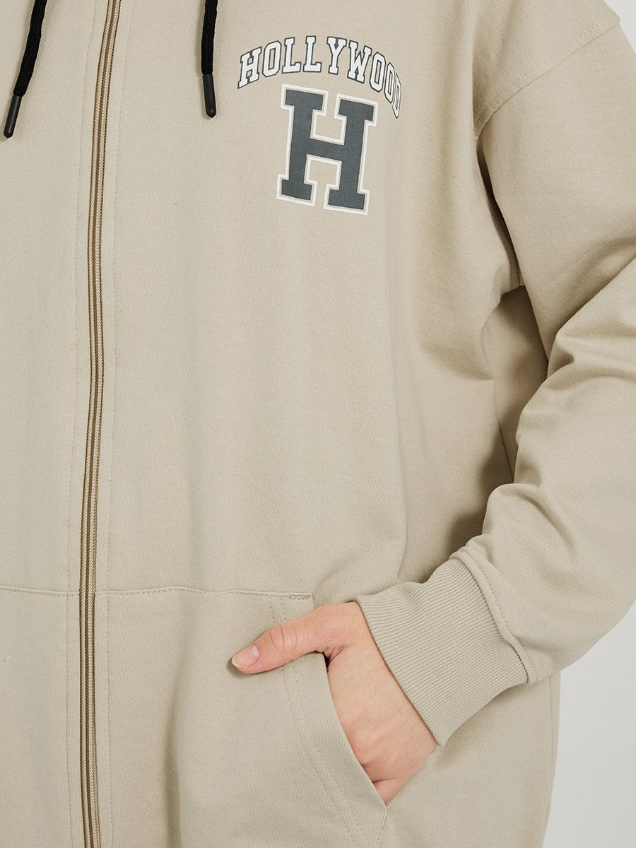 Oversized Longline Zip Through Hoodie