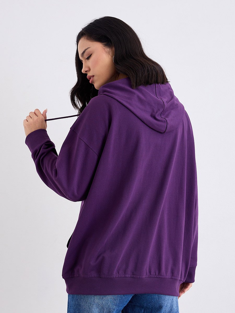Oversized Zip Through New York Print Hoodie For Women at Saudi | Styli
