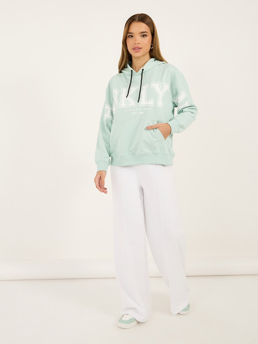 Regular Fit Slogan Print Hoodie