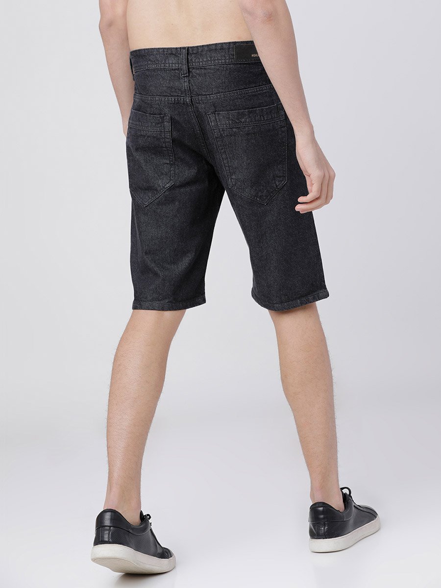 Solid Slim Fit Denim Shorts