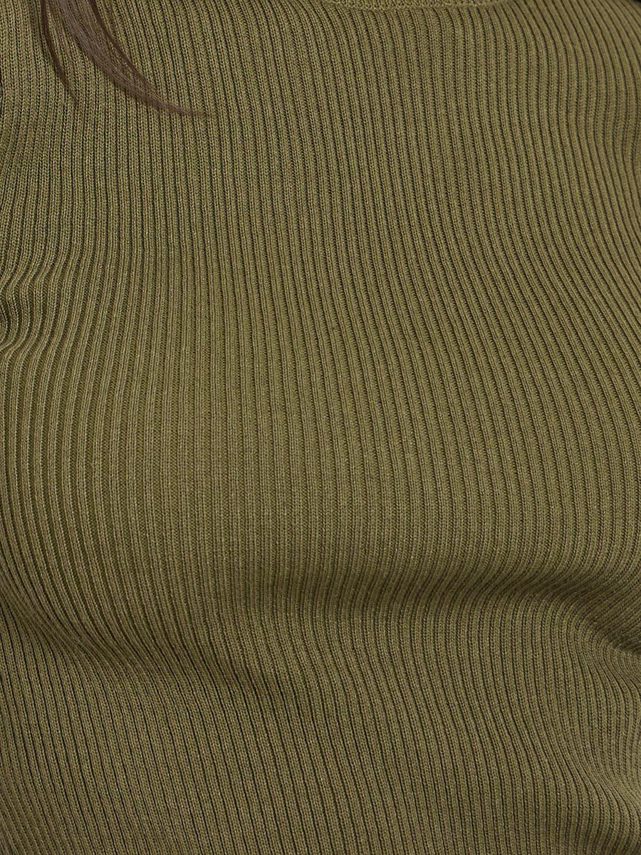 Olive Green Ribbed Turtleneck Sweater