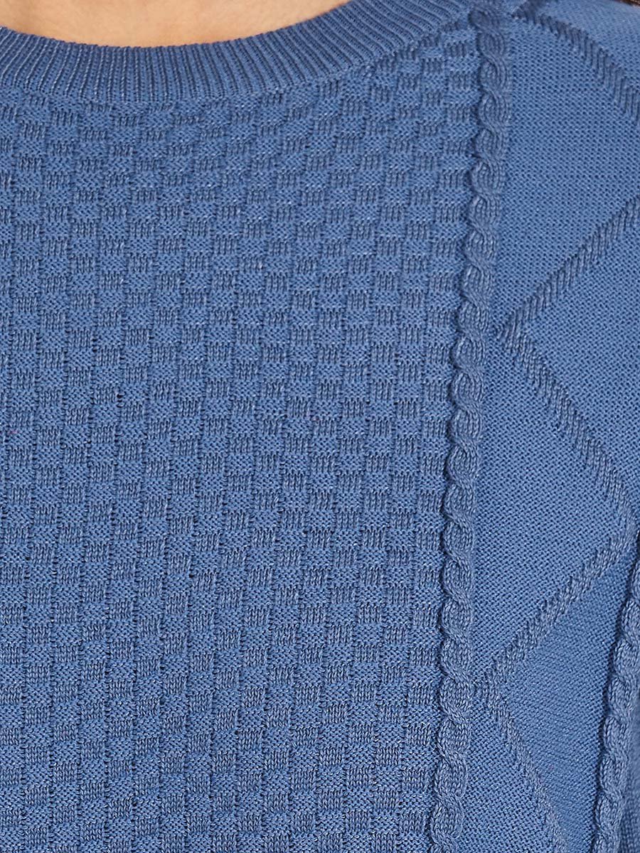 Regular Fit Round Neck Cable Knit Sweater