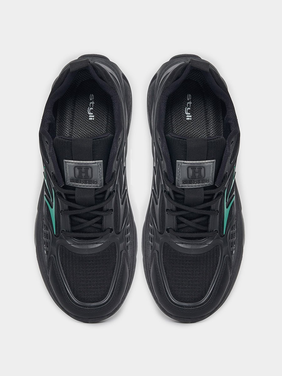 Textured Lace Up Air Cushion Chunky Sole Sneakers