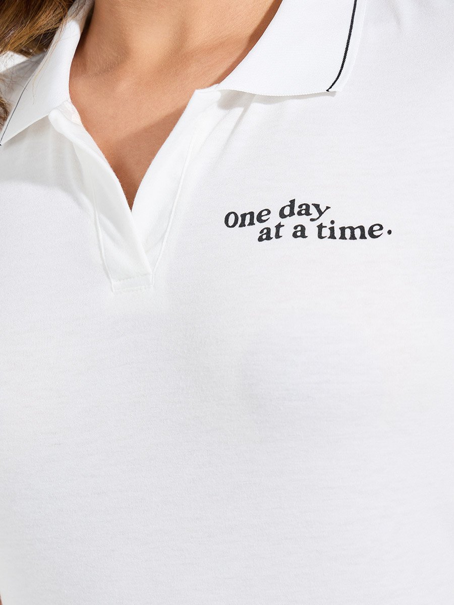 Regular Fit Slogan Print Polo T-Shirt
