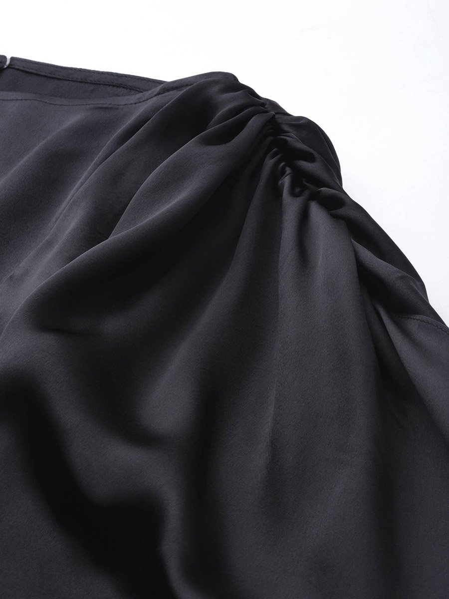 Satin Boat Neck Top with Slit Sleeves