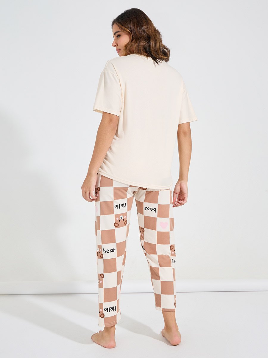 Bear Print T-Shirt and Pyjama Set