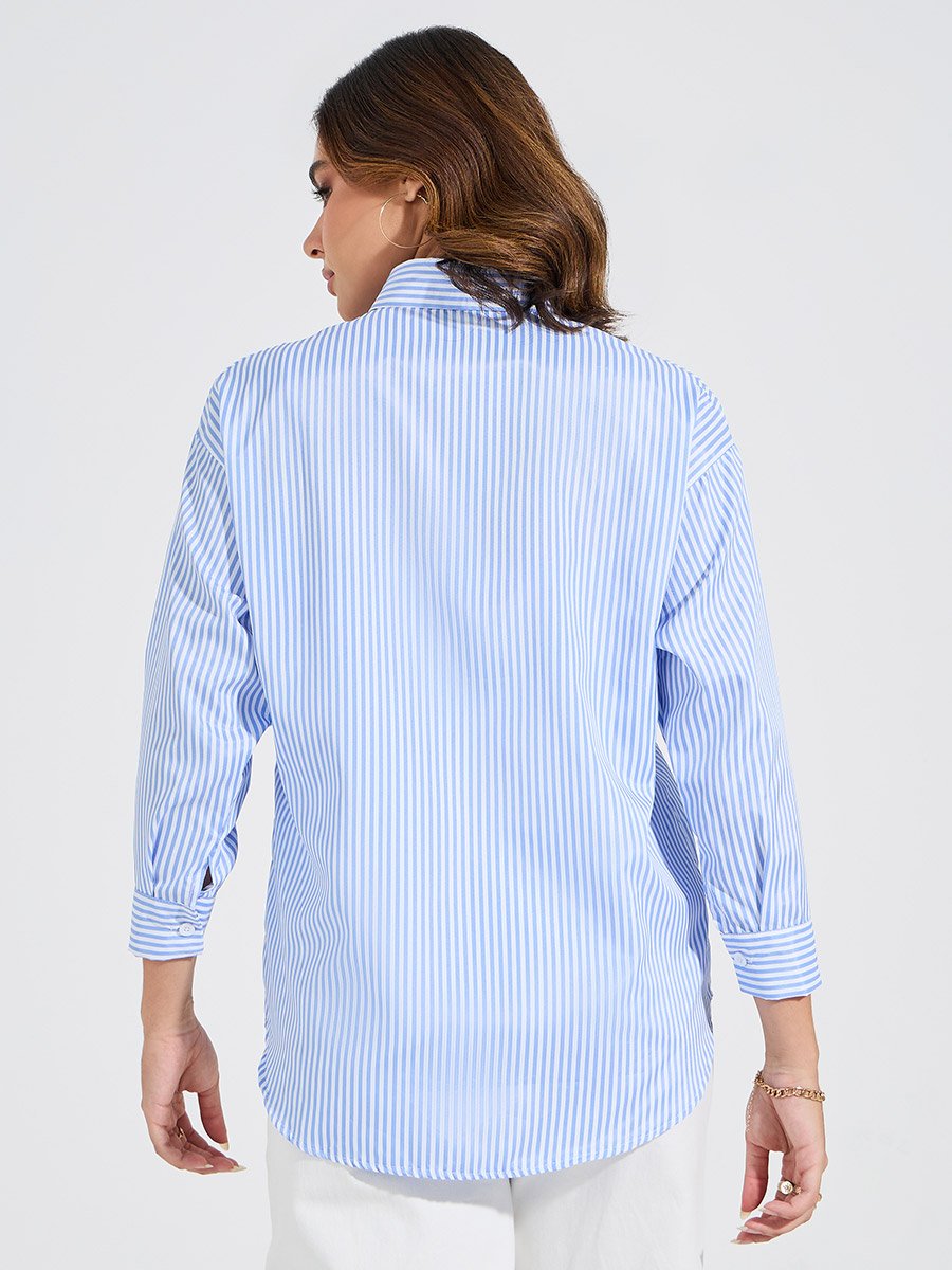 Oversized Basic Shirt with Button Placket