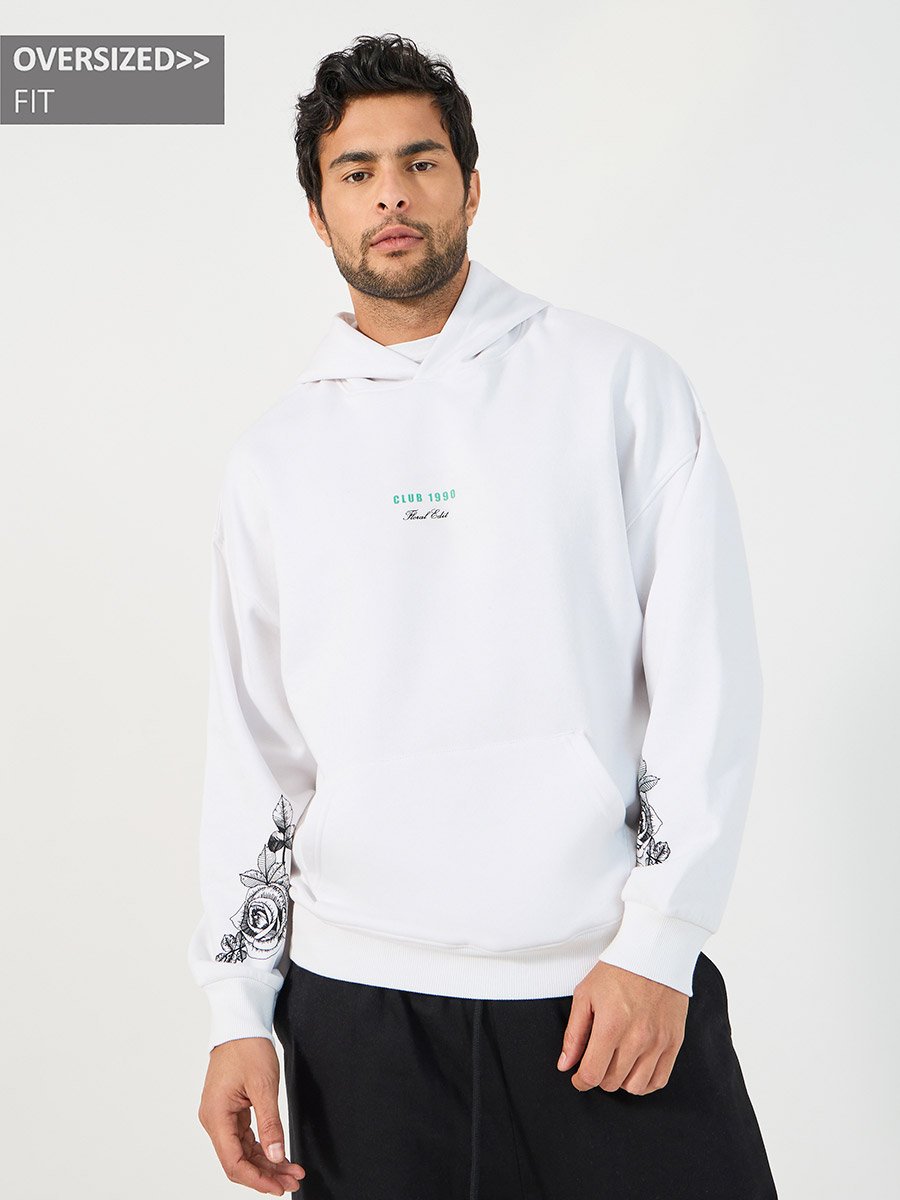 Floral Placement Print Oversized Hoodie
