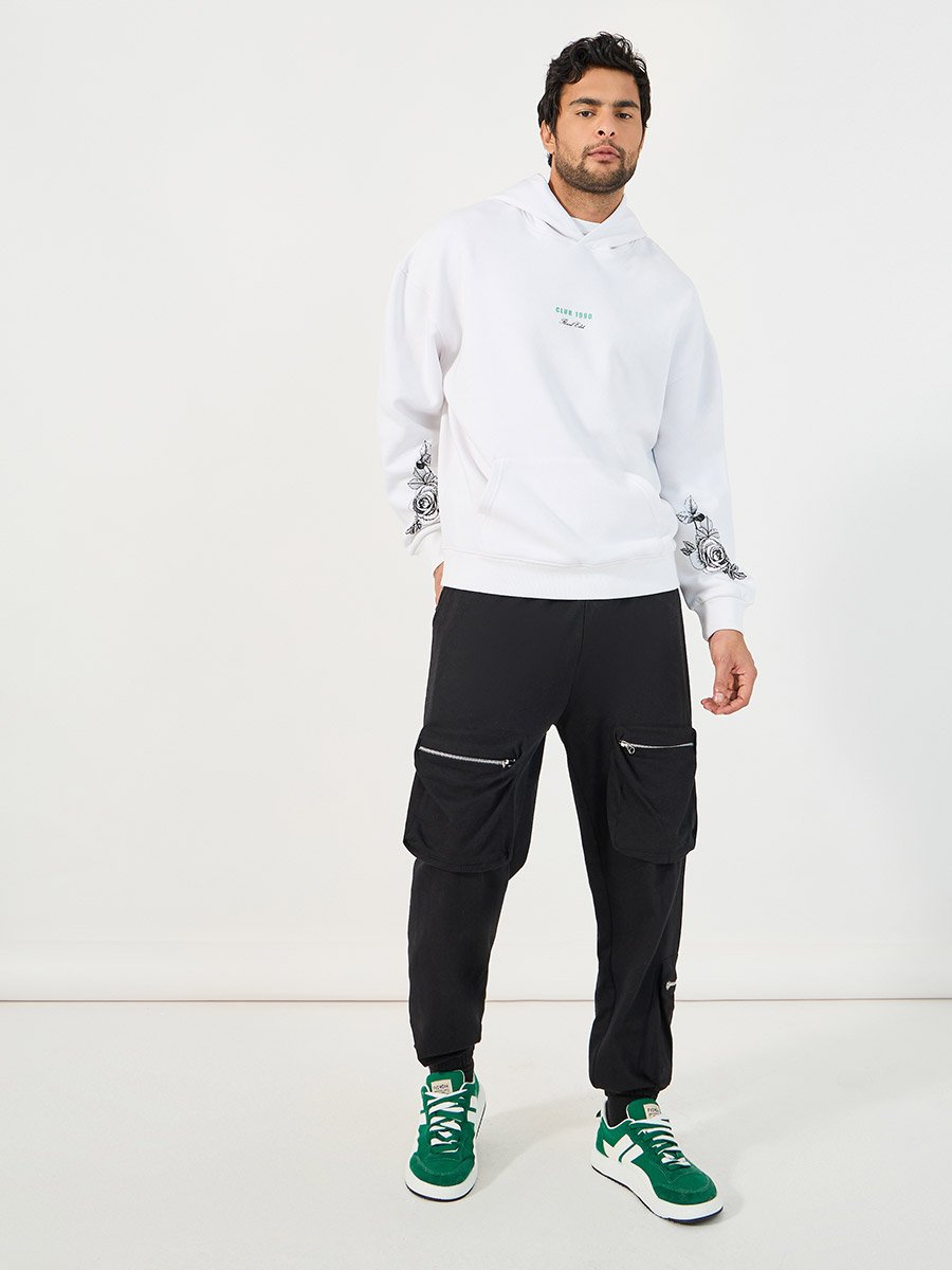 Floral Placement Print Oversized Hoodie