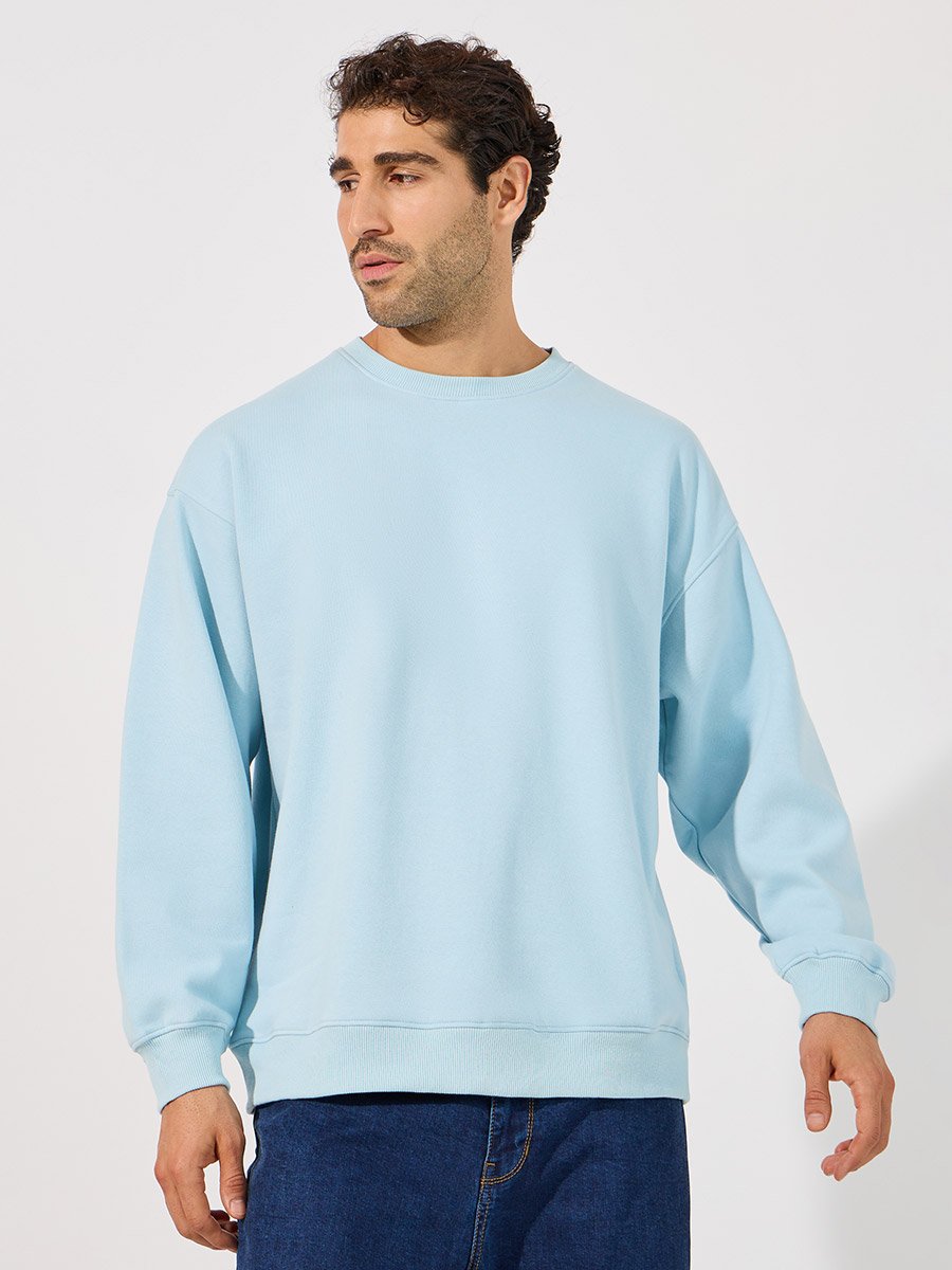 Back Slogan Print Heavy Boxy Sweatshirt