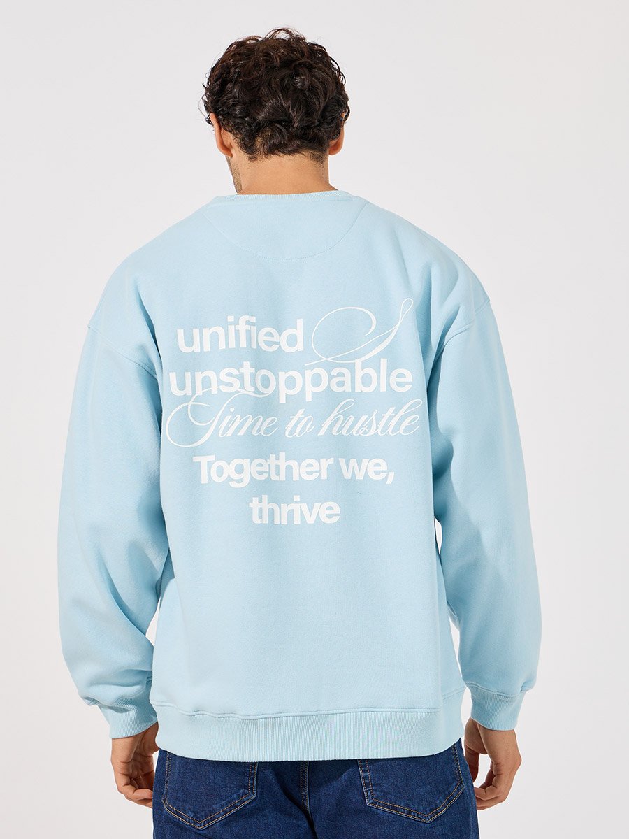 Back Slogan Print Heavy Boxy Sweatshirt