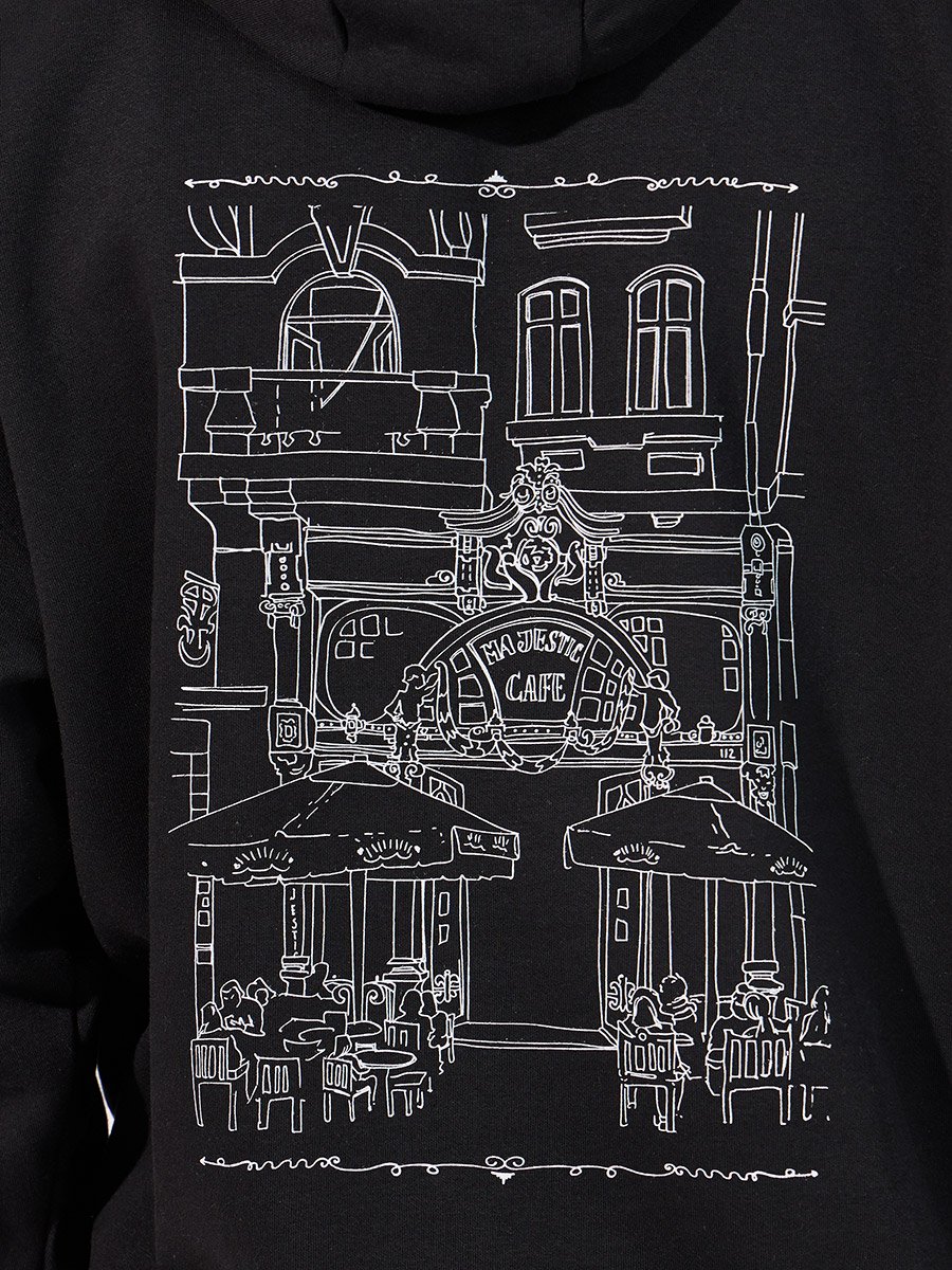Cafe Vibe Graphic Print Heavy Oversized Hoodie