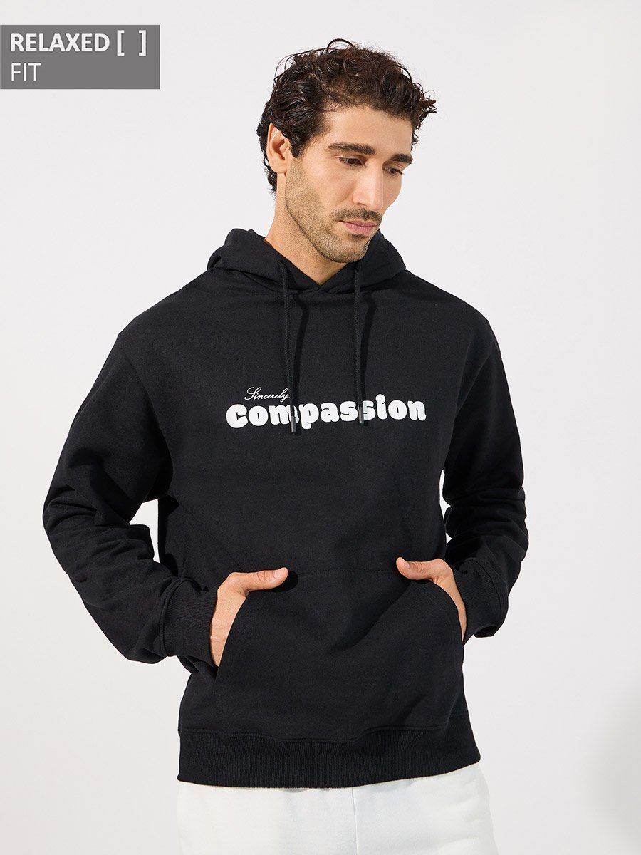 Compassion Slogan Print Relaxed Fit Hoodie