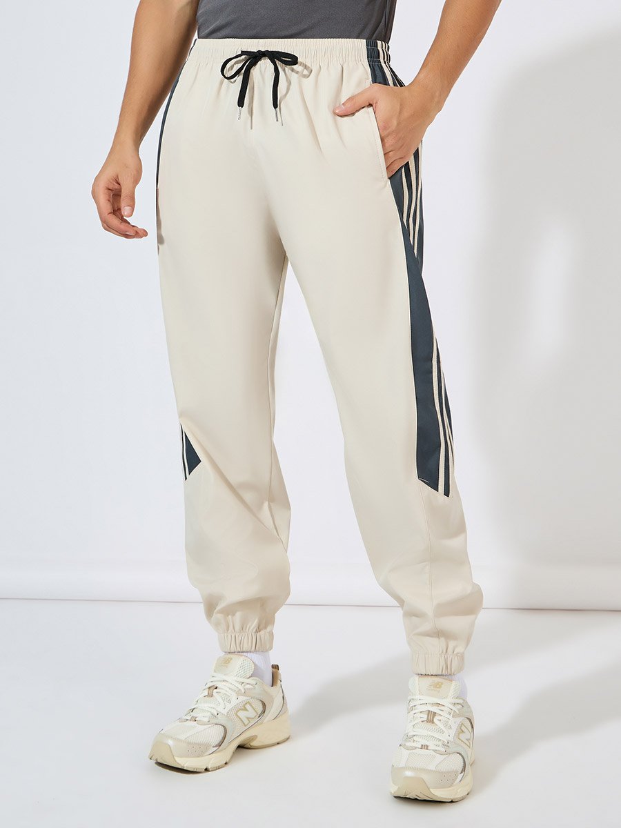 Front Zip Striped Panel Detail Athleisure Track Suit